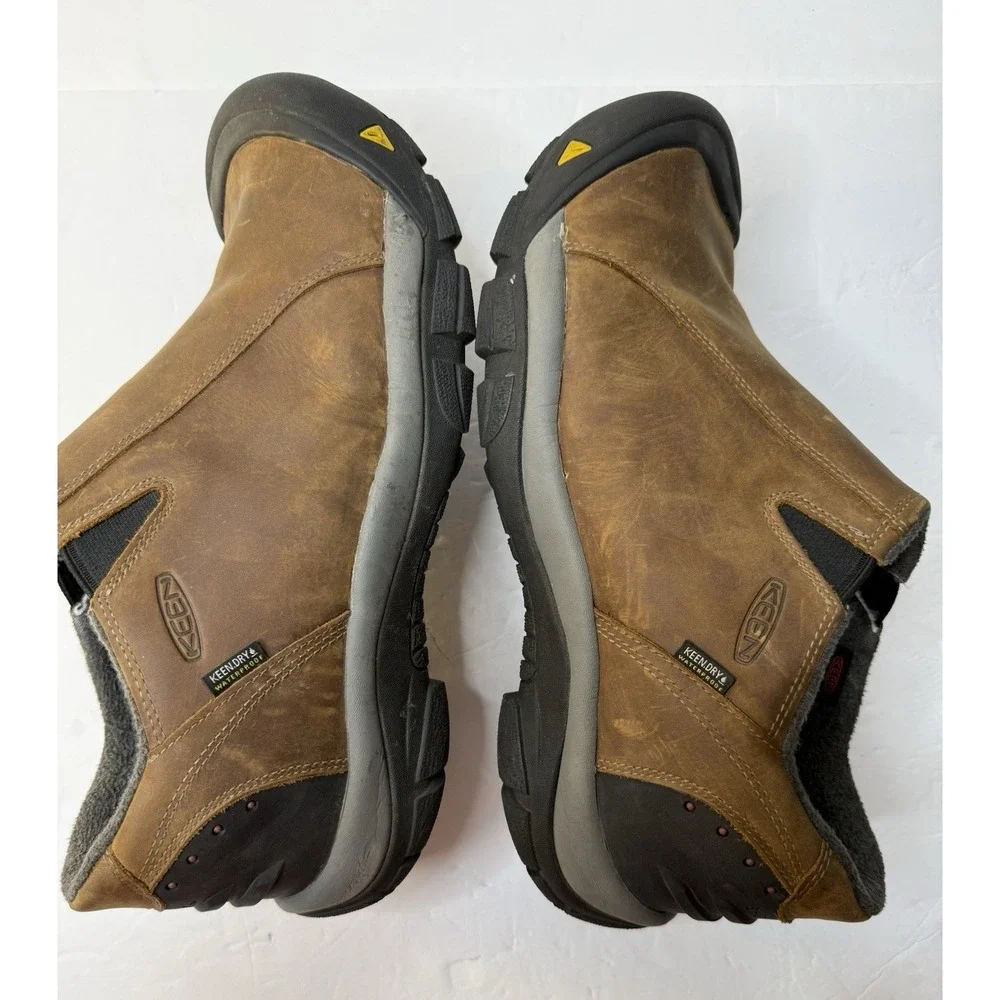 Keen Thermal Waterproof Slip On Insulated Shoes Mens Sz 13 Brown Leather Work
